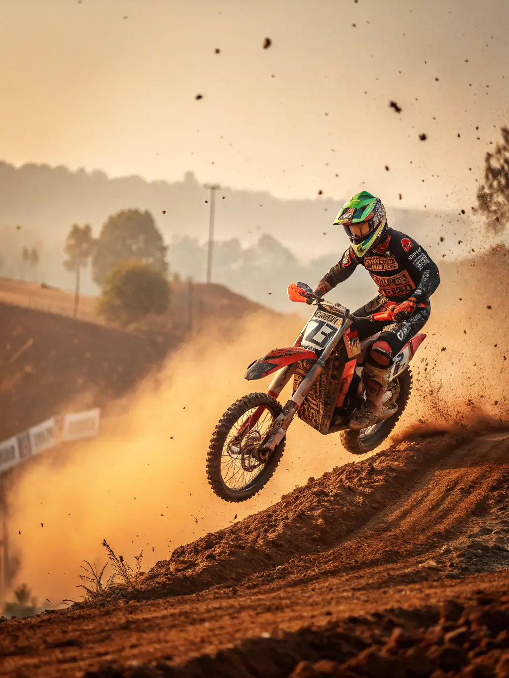 A TEAM NBK member demonstrating advanced motocross techniques during a competition, highlighting the organization's commitment to excellence.