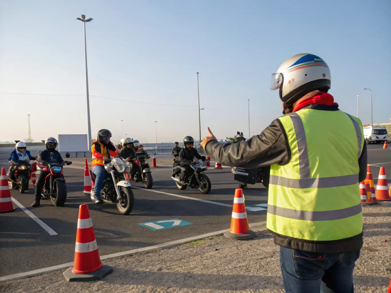 An action shot of TEAM NBK members participating in a motocross training session, demonstrating the techniques and skills taught by experienced trainers.